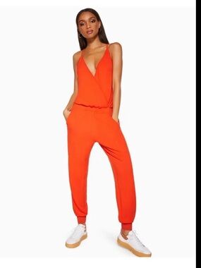 Ramy Brook Orange Sleeveless V-Neck Jumpsuit